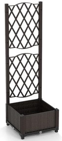 Floreira com treliça Floreira para plantas trepadeiras Canteiro elevado com treliça 80 x 40 x 122 cm Castanho