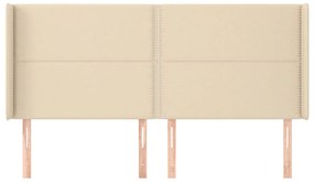 Cabeceira de cama c/ abas tecido 203x16x118/128 cm creme