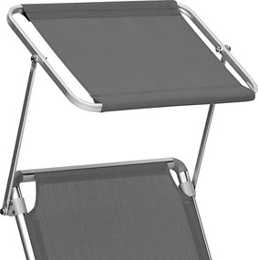 Espreguiçadeira de jardim com cobertura para o sol 55 x 193 x 31 cm Cinzento fumado