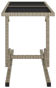 Mesa de jardim 110x53x72 cm vidro e vime PE bege