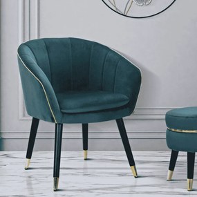 POLTRONA PARIS AZUL PETRÓLEO E DOURADA 62X58X78 CM