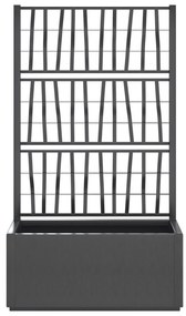 Vaso/floreira de jardim c/ treliça 80x36x140 cm PP cinza-escuro