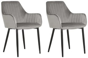 Conjunto de 2 cadeiras de jantar em veludo cinzento escuro WELLSTON Beliani