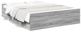 vidaXL Estrutura de cama c/ gavetas derivados madeira cinza sonoma