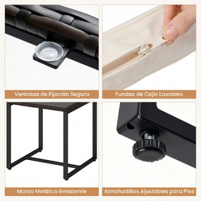 Conjunto de 2 Cadeirões de Baloiço e Mesa Auxiliar, 77 x 62 x 72 cm, Almofadas Bege com Capas Laváveis,