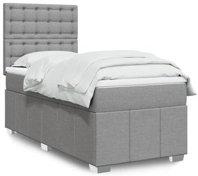 Cama com molas/colchão 90x200 cm tecido cinza-claro