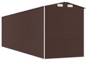Abrigo de jardim 192x689x223 cm aço galvanizado castanho-escuro