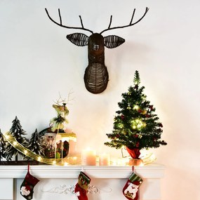 HOMCOM Mini Árvore de Natal 60cm Artificial Decoração de Natal de Pinheiro com Suporte Metálico 73 Ramos PVC Verde