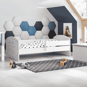 Cama infantil Luk estrelas 140x70 branca - colchão e estrado incluído