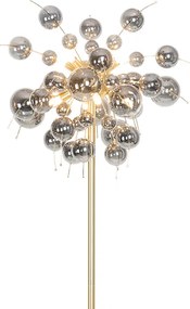 Candeeiro de pé design latão com vidro fumê 8 luzes - Explode Design