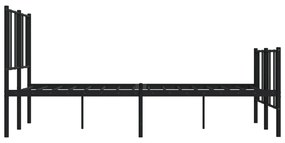 Estrutura de cama com cabeceira e pés 140x190 cm metal preto