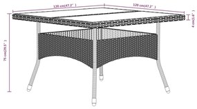 5 pcs conjunto de jantar p/ jardim vime PE/acácia maciça cinza