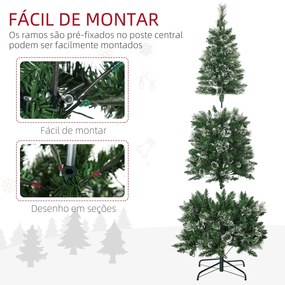 HOMCOM Árvore de Natal Artificial 180 cm com 240 Luzes LED Árvore de N