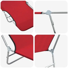 Espreguiçadeiras dobráveis 2 pcs aço e tecido vermelho