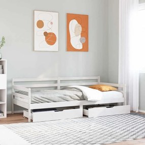 Sofá-cama com gavetas 90x200 cm madeira de pinho maciça