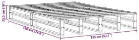 Cama sem colchão 135x190 cm madeira de pinho maciça branco