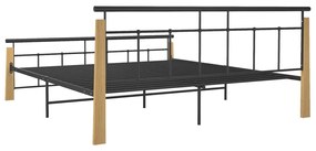 Estrutura de cama 180x200 cm metal e madeira de carvalho maciça