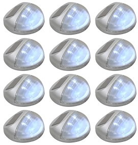 vidaXL Candeeiro de parede solar LED exterior 12 pcs prateado redondo