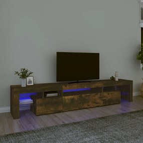 vidaXL Móvel de TV com luzes LED 215x36,5x40 cm carvalho fumado