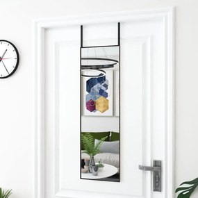vidaXL Espelho para porta 30x100 cm vidro e alumínio preto