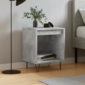 vidaXL Mesa de cabeceira 40x35x50cm derivados madeira cinzento cimento
