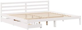 Cama sem colchão 180x200 cm madeira de pinho maciça branco