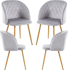 Pack 4 Cadeiras Velt Veludo - Cinza