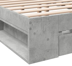 Estrutura de cama c/ gavetas derivados de madeira cinza-cimento