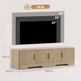 Móvel TV, 140 x 40 x 40 cm, Para Televisores até 60 Polegadas, Cor Carvalho