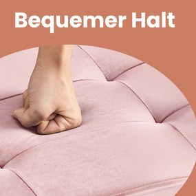 Banco com espaço de arrumação em veludo 38 x 38 x 38 cm rosa