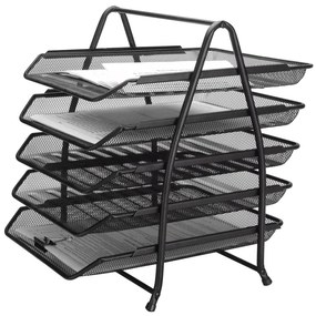 Tabuleiro Secretária Q-Connect Metálica Rede Preta 5 Bandejas Moveis 350x275x375 mm