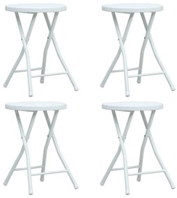47891 vidaXL Bancos de jardim dobráveis 4 pcs PEAD aspeto vime branco