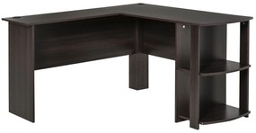 HOMCOM Secretária de Canto Mesa de Computador para Escritório Casa em Forma de L com Prateleiras 136x130x72 cm Marrom Escuro
