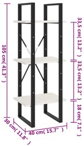 Estante c/ 3 prateleiras 40x30x105 cm pinho maciço branco
