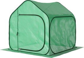 Mini estufa pop-up 150 x 148 x 148 cm, pequena estufa para vegetais e flores com porta com fecho de correr em PE, verde