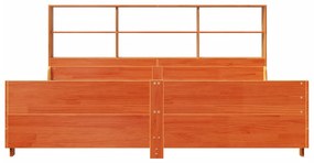 Cama sem colchão 200x200 cm madeira maciça castanho-mel