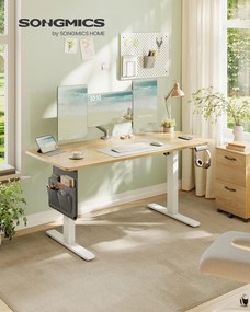 Secretária elétrica com altura ajustável 60 x 140 x (72-120) cm Branco e Bege