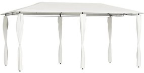 Gazebo 2,98x5,3x2,59 m com capas para postes 160 g/m² cor creme