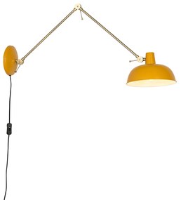 Candeeiro de parede retro aço amarelo com bronze - Milou