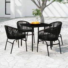 5 pcs Conjunto de jantar para jardim preto