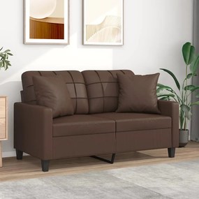 vidaXL Sofá 2 lug. c/ almofadas/almofadões 120cm couro artif. castanho