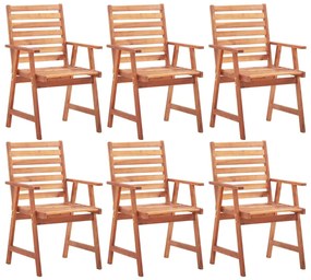 Cadeiras jantar p/ jardim 6 pcs madeira de acácia maciça