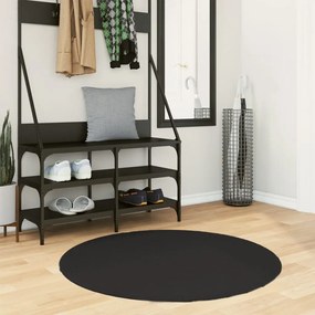 vidaXL Tapete pelo curto macio e lavável HUARTE Ø 100 cm preto