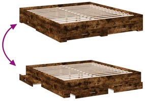 Estrutura de cama c/ gavetas derivados madeira carvalho fumado