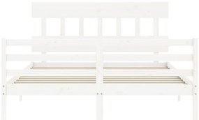 Estrutura de cama com cabeceira 160x200 cm madeira maciça