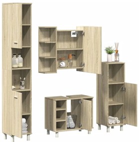 vidaXL 4 pcs conj. móveis casa banho derivados madeira carvalho sonoma