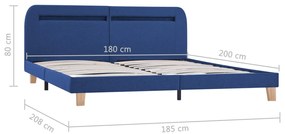 Estrutura de cama com LED em tecido 180x200 cm azul