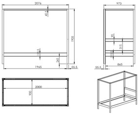 Cama Infantil  (90 x 200 Cm) PINO cama de toldo e tela BRANCA