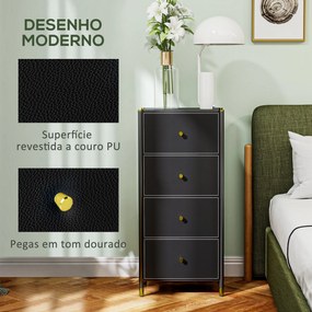 Cómoda para Dormitório Cómoda de Tecido com 4 Gavetas Dobráveis com Fr