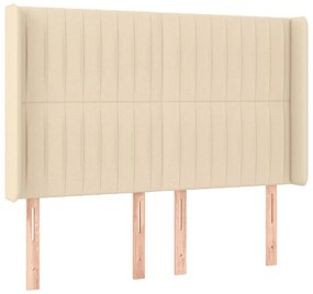 Cama box spring c/ colchão e LED 140x190 cm tecido cor creme